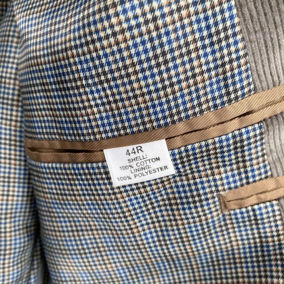 Saddlebred Blazer Sport Coat 44R Men's Gray Corduroy Two Button Classic Cotton - Picture 7 of 7